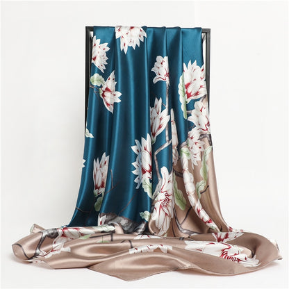 Neckerchief Shawl Wraps Print Silk Satin Scarf