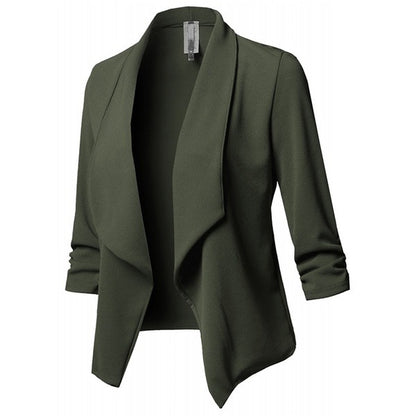 Black Blazer Cardigan Coat 2023 Long Sleeve Women Blazers and Jackets Ruched Asymmetric