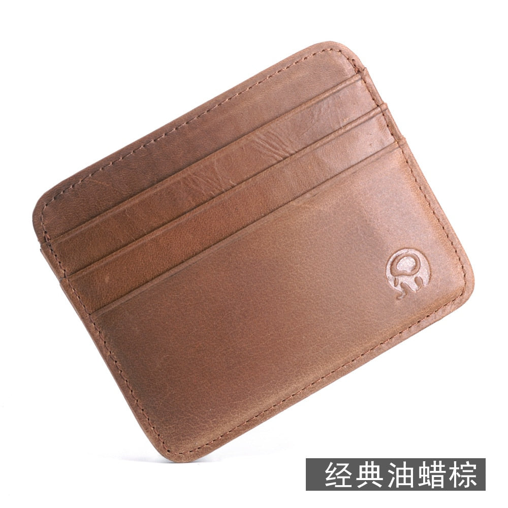 Retro First Layer Genuine Leather Card Bag with 7 Card Slot Super Thin 100% Real Leather Bank Card Holder Coin Purse Type Wallet