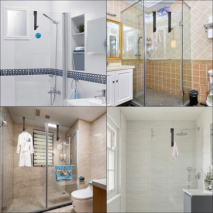 Bathroom Shower Door Back Hook Stainless Steel Over Glass Door Shower Towel Rack S-Shape Bathroom Bathrobe Hanger Holder Hook