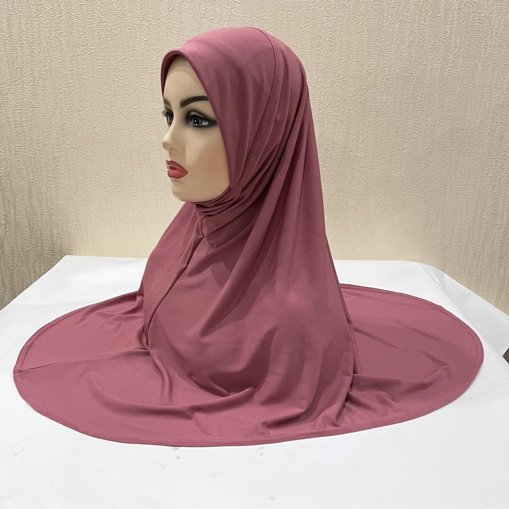 H124 plain big size muslim hijab with chin part top quality Hijab