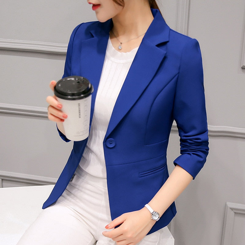 Black Women Blazers 2023 Formal Slim Blazers Lady Office Work Suit Pockets Jackets Coat