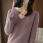 Women's sweater autumn winter knitted sweater V-neck slim fit