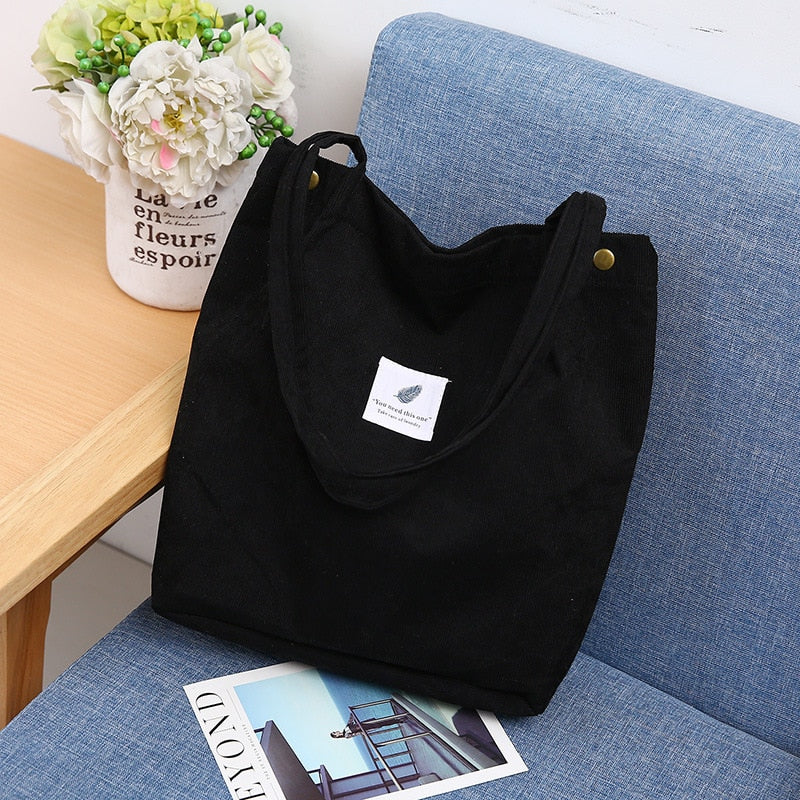 New corduroy shoulder bag for women cotton cloth versatile handbag