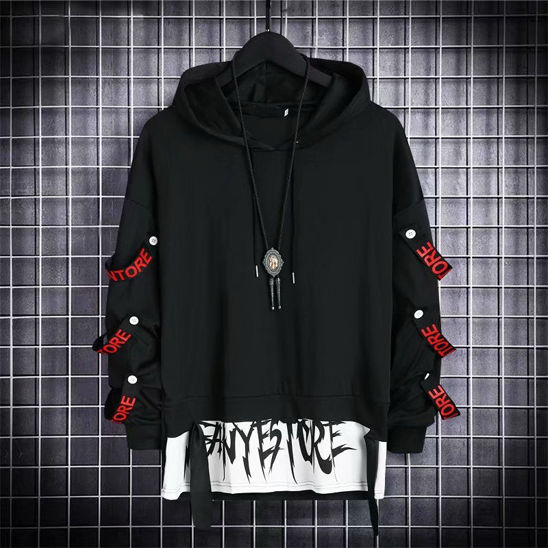 Herbst männer Hoodie Sweatshirt Casual Schwarz Hoodies Tops Techwear Hip Hop