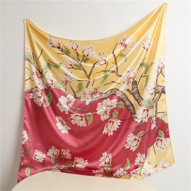 Neckerchief Shawl Wraps Print Silk Satin Scarf