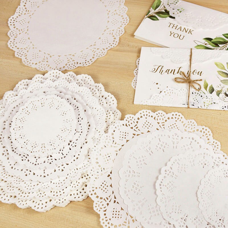 100pcs White Lace Paper Doilies Placemats DIY Box Packaging Gift Wrap Paper Craft For Wedding Party Favors Table Decoration Mat