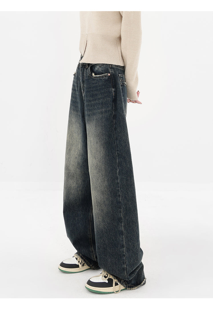 Harajuku Streetwear Retro Fashion 2023 Spring Women High Waist Jeans Loose Wide Leg Straight Loose Denim Pants Y2K Trousers