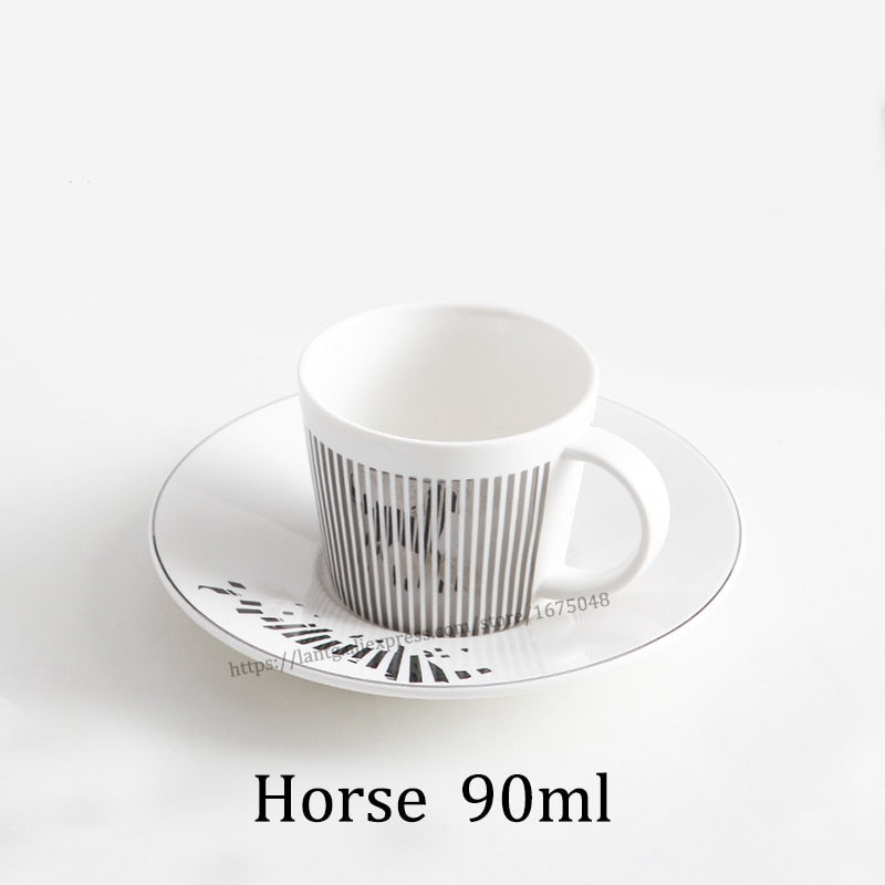 Creative Horse Anamorphic Cup Mirror Reflection Cup Hummingbird Mug Luycho Coffee Tea Set With Coaster 90ml-220ml