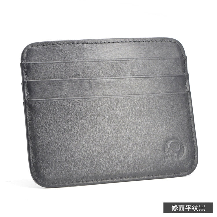 Retro First Layer Genuine Leather Card Bag with 7 Card Slot Super Thin 100% Real Leather Bank Card Holder Coin Purse Type Wallet