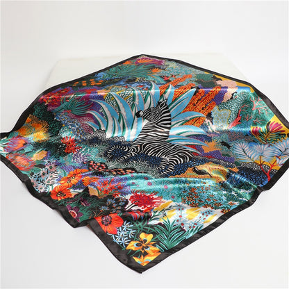 Neckerchief Shawl Wraps Print Silk Satin Scarf