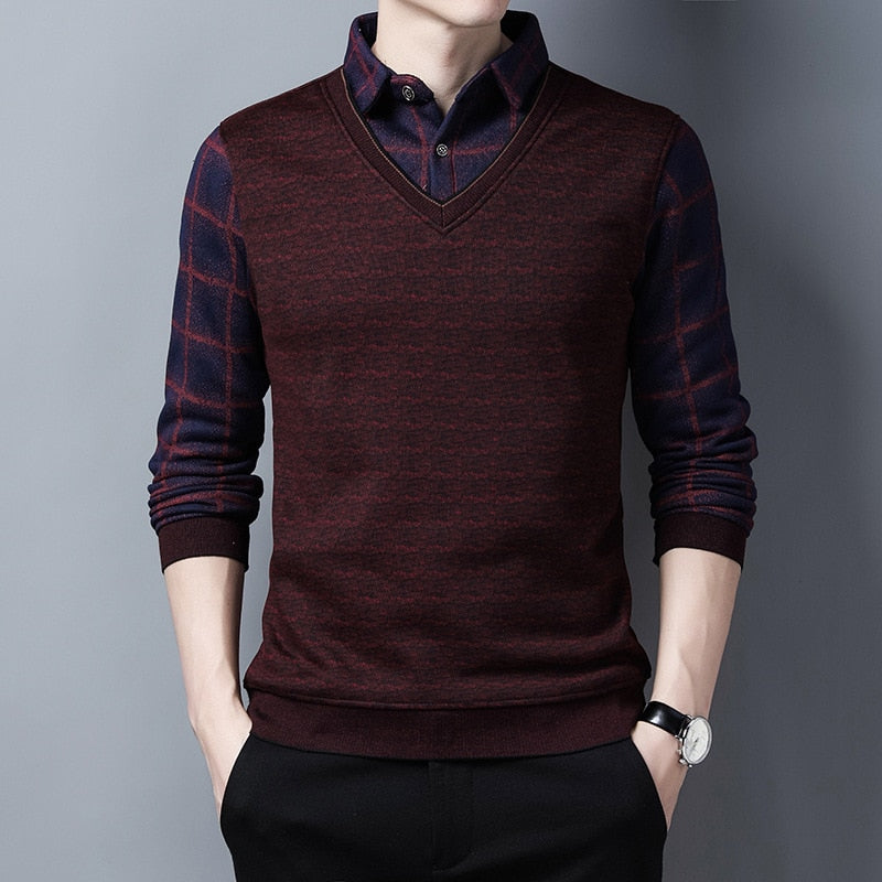 Sweater Fleece Thickened Knitted Men Clothing