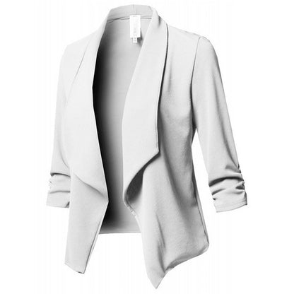 Schwarz Blazer Strickjacke Mantel 2023 Lange Hülse Frauen Blazer und Jacken Geraffte Asymmetrische