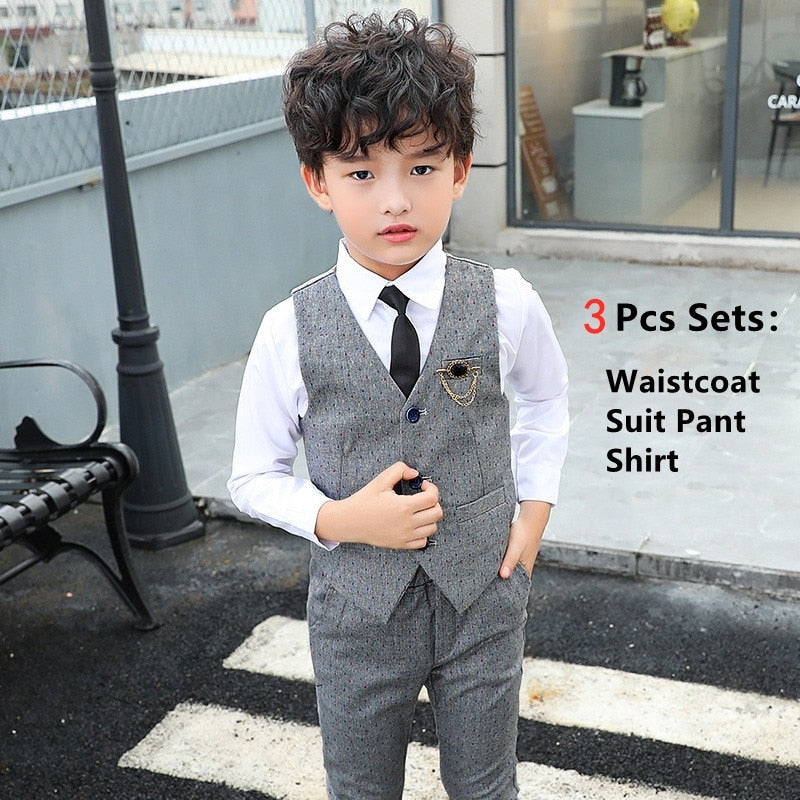 Blazer Kids Vest Wedding Clothing Set Toddler Formal Dress Suit