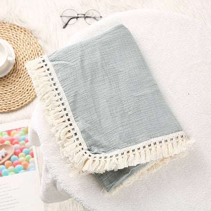 Baumwolle Musselin Swaddle Decken für Neugeborene Baby Quaste Empfang Decke Neue Geboren Swaddle Wrap Infant Schlafen Quilt Bett Abdeckung