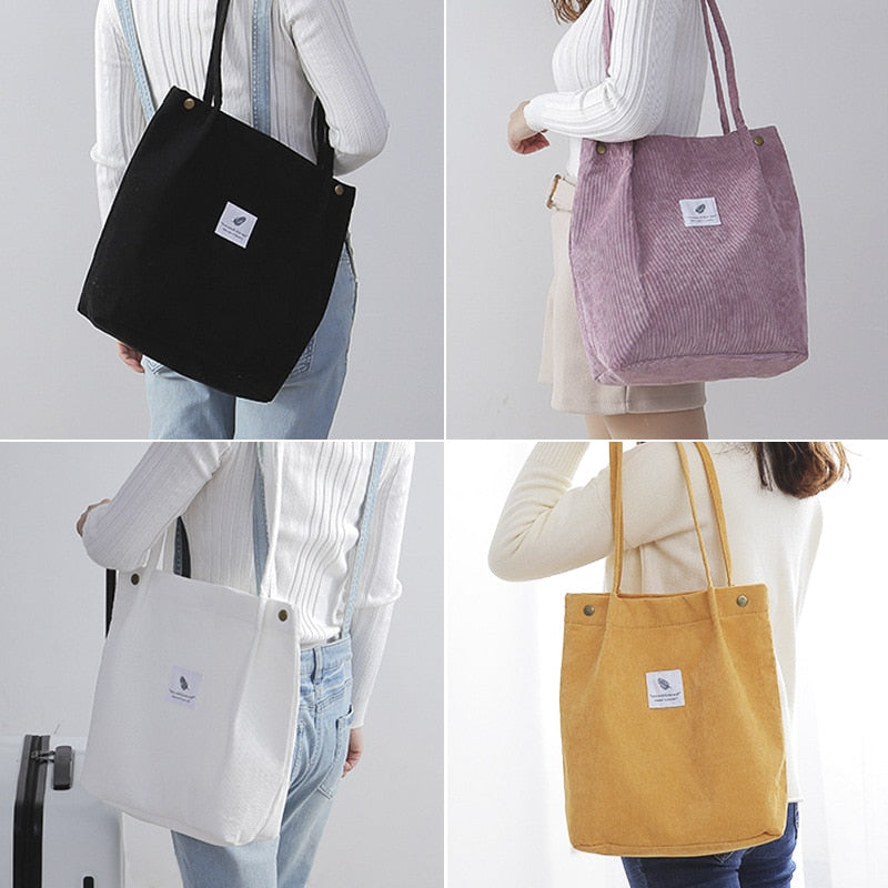 Neue Cord Umhängetasche für Frauen Baumwoll tuch vielseitige Handtasche