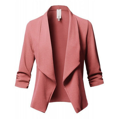 Black Blazer Cardigan Coat 2023 Long Sleeve Women Blazers and Jackets Ruched Asymmetric