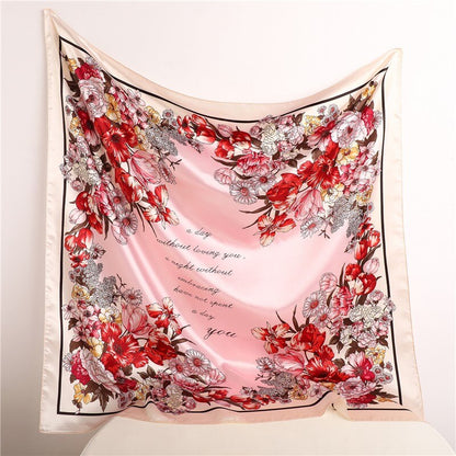 Neckerchief Shawl Wraps Print Silk Satin Scarf