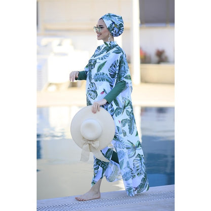4 Pcs frauen Muslimischen Bademode Digital Gedruckt Lslamic Kleidung Hijab Langen Ärmeln Sport Badeanzug Burkinis Tragen Badeanzug 4XL