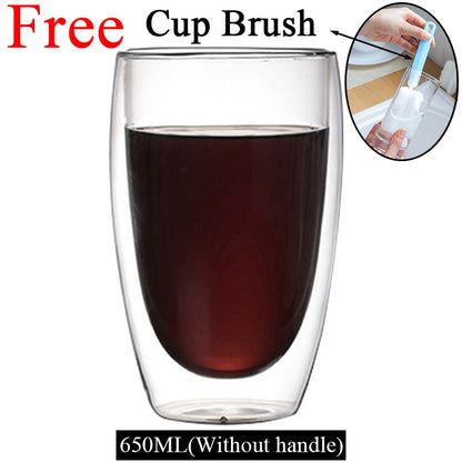 Double Wall High Borosilicate Glass Mug Heat Resistant Tea Milk Lemon Juice Coffee Water Cup Bar Drink Lover Gift Creativity