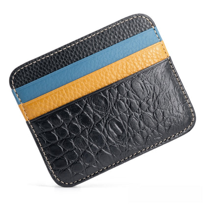 Retro First Layer Genuine Leather Card Bag with 7 Card Slot Super Thin 100% Real Leather Bank Card Holder Coin Purse Type Wallet