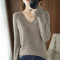 Women's sweater autumn winter knitted sweater V-neck slim fit