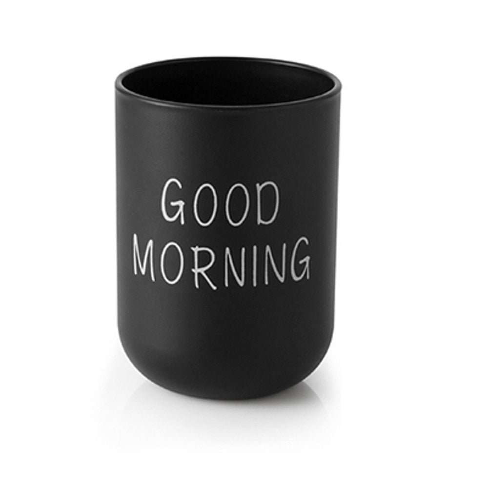 Good Morning Mouthwash Cup Bathroom Mug Toothbrush Toothpaste Holder Cup Travel Wash Cup Water Mug Bathroom Accessories