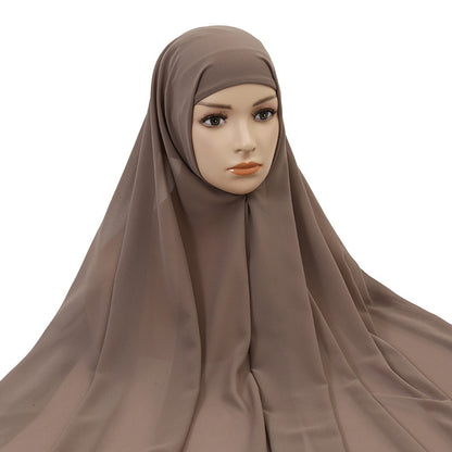 Muslim Women Chiffon Hijab With Cap Bonnet instant