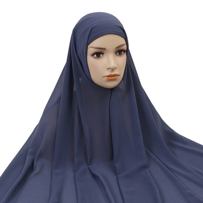 Muslim Women Chiffon Hijab With Cap Bonnet instant