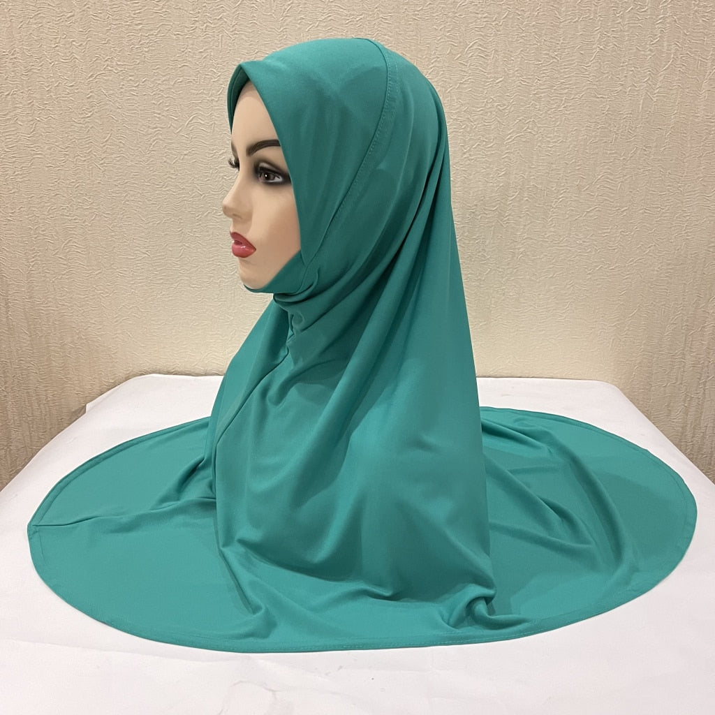 H124 plain big size muslim hijab with chin part top quality Hijab