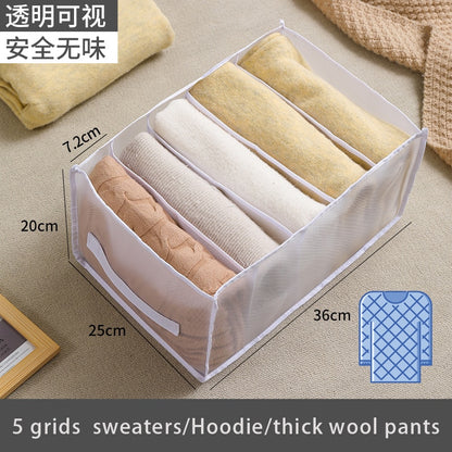 Jeans Compartment Storage Box Closet Clothes Drawer Mesh Separation Box Stacking Pants Drawer Divider Can Washed Home Organizer