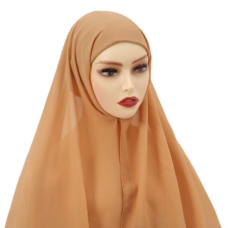 Muslimische Frauen Chiffon Hijab Mit Kappe Motorhaube instant