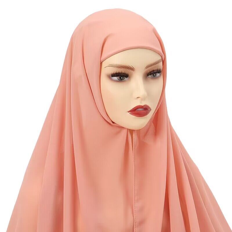 Muslim Women Chiffon Hijab With Cap Bonnet instant