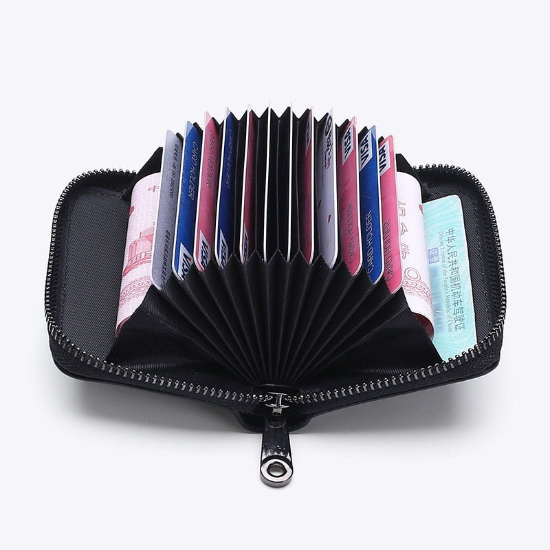 ID Card Holder Bank Credit Bus Cards Cover Anti Degaussing Coin Pocket Wallet Bag Business Zipper Card Holder Organizer