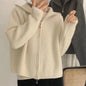 Autumn Vintage Zipper Solid Loose Long Sleeve Tops Knitwear Chic