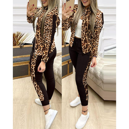 Women Two Piece Set Outfits Autumn Women's Tracksuit Zipper Top And Pants Casual Sport