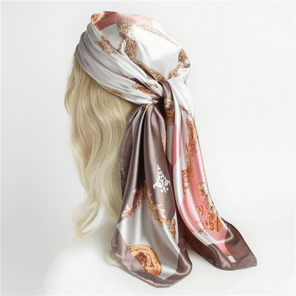 Neckerchief Shawl Wraps Print Silk Satin Scarf