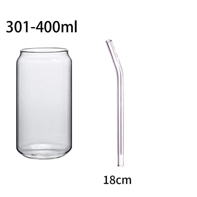 375Ml Einfache Streifen Glas Tasse Mit Deckel und Stroh Transparent Blase Tee Tasse Saft Glas Bier Können Milch Mokka tassen Frühstück Becher