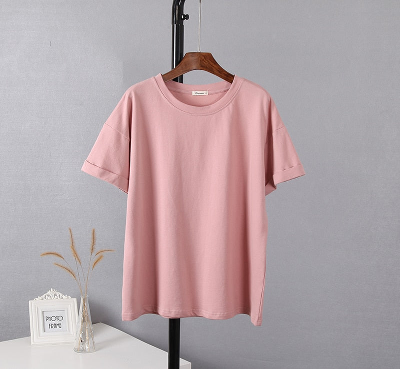 Summer Cotton Sets Women Casual Two Pieces Short Sleeve T Shirts