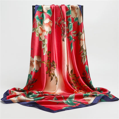 Neckerchief Shawl Wraps Print Silk Satin Scarf