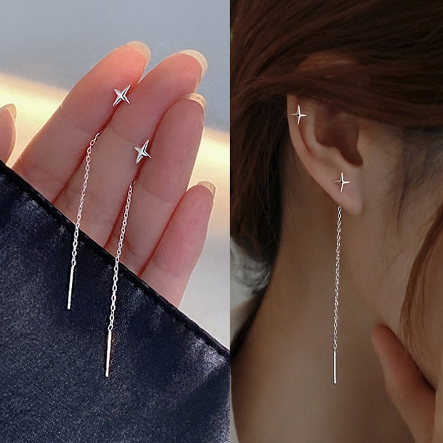 Trend Simulation Pearl Long Earrings