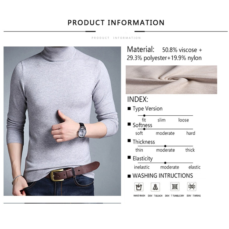 Thin Thickened Men's Base Coat Turtleneck Sweater