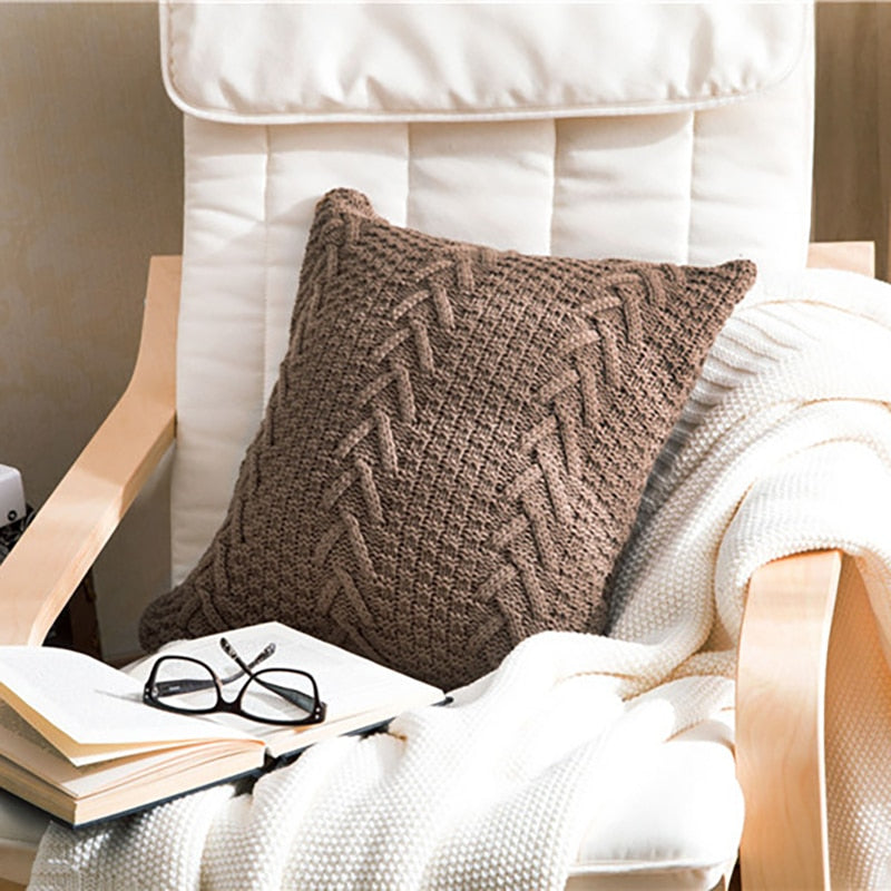 Super Soft Cushion Cover 45*45 Cozy Twist Delicate Knitted Bed Pillow Case Nordic Home Decorative Sofa Throw Pillow Cover