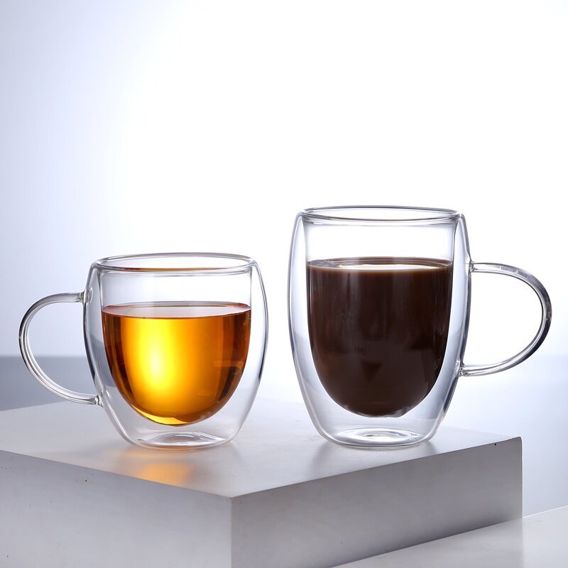 Doppel Wand Hohe Borosilikatglas Becher Hitze Beständig Tee Milch Zitrone Saft Kaffee Wasser Tasse Bar Drink Liebhaber Geschenk Kreativität
