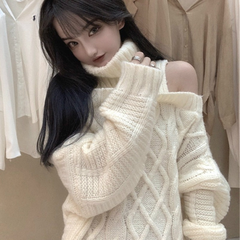 Autumn Winter Korean Style Women Turtleneck Knitted Sweater