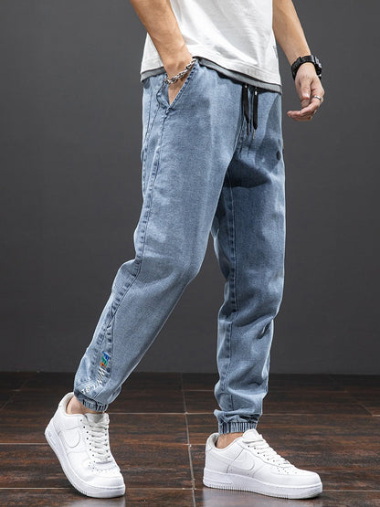 Frühling Sommer Schwarz Blau Fracht Jeans Männer Streetwear Denim Jogger Hosen Männer Baggy Harem Jean Hosen Plus Größe 6XL 7XL 8XL