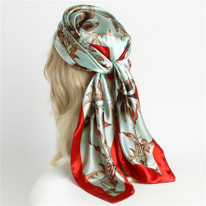 Neckerchief Shawl Wraps Print Silk Satin Scarf