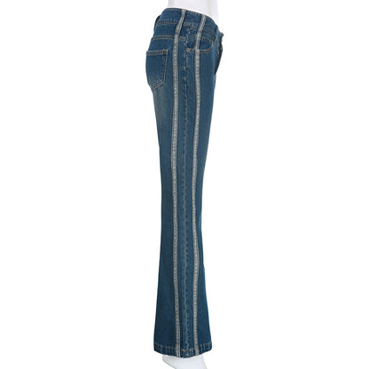 Rockmore Vintage Jeans für Frauen ästhetischen Low Rise Flare Hosen Mode cyber y2k Streetwear Denim