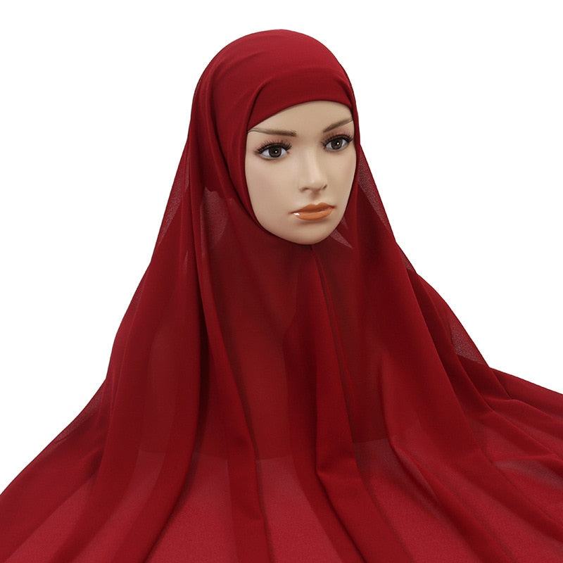 Muslimische Frauen Chiffon Hijab Mit Kappe Motorhaube instant
