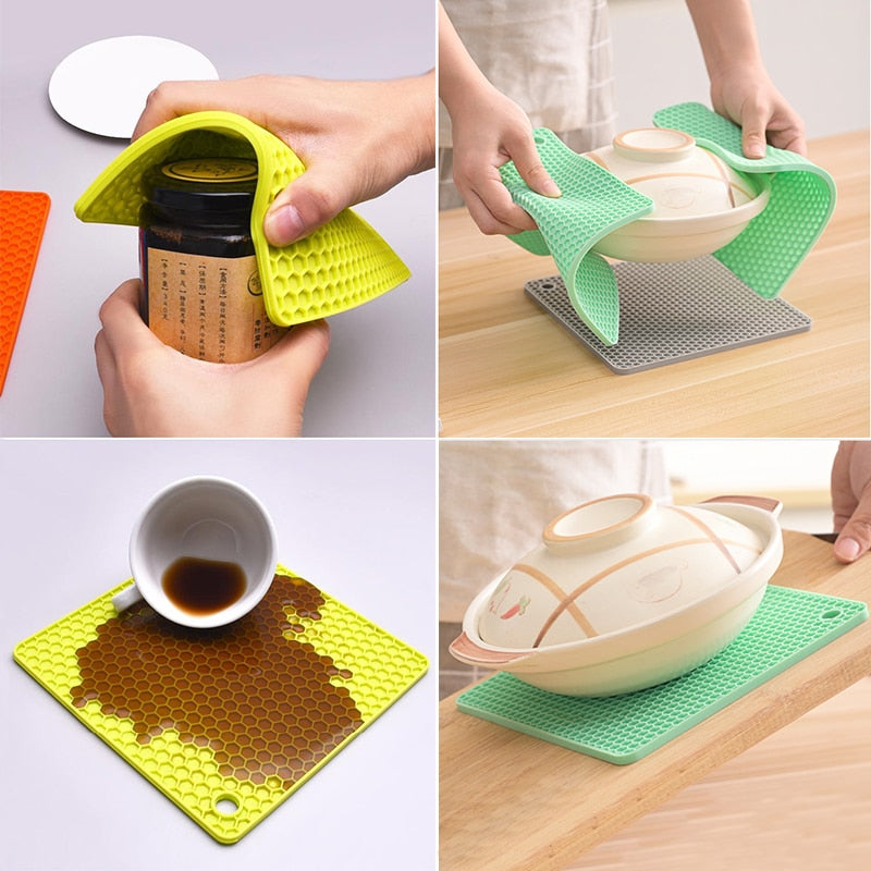 25 Styles Silicone mat 230 °c heat resistant Potholder Dining Table Placemat non-slip pot holder cup coaster kitchen accessories